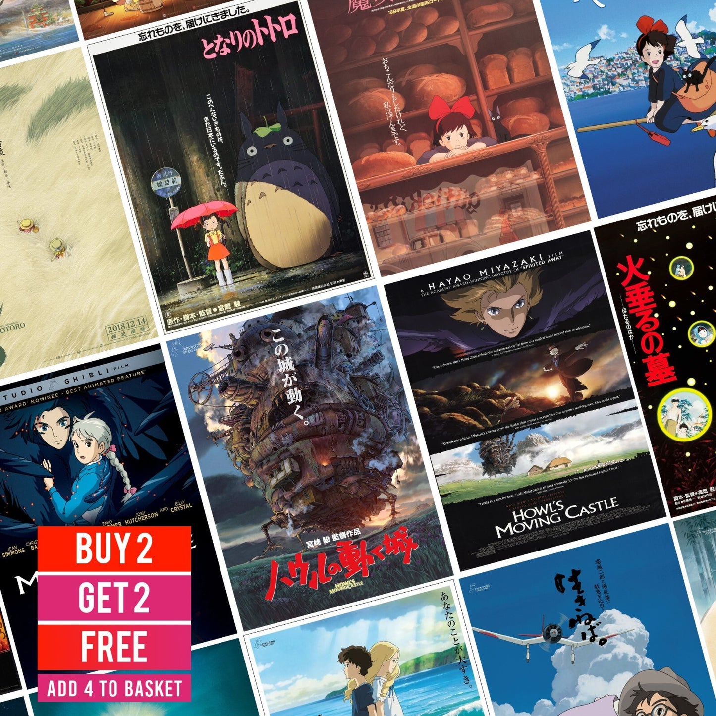 Studio Ghibli Miyazaki Anime Film Poster Print A5 A4 A3 Gift Movie Poster