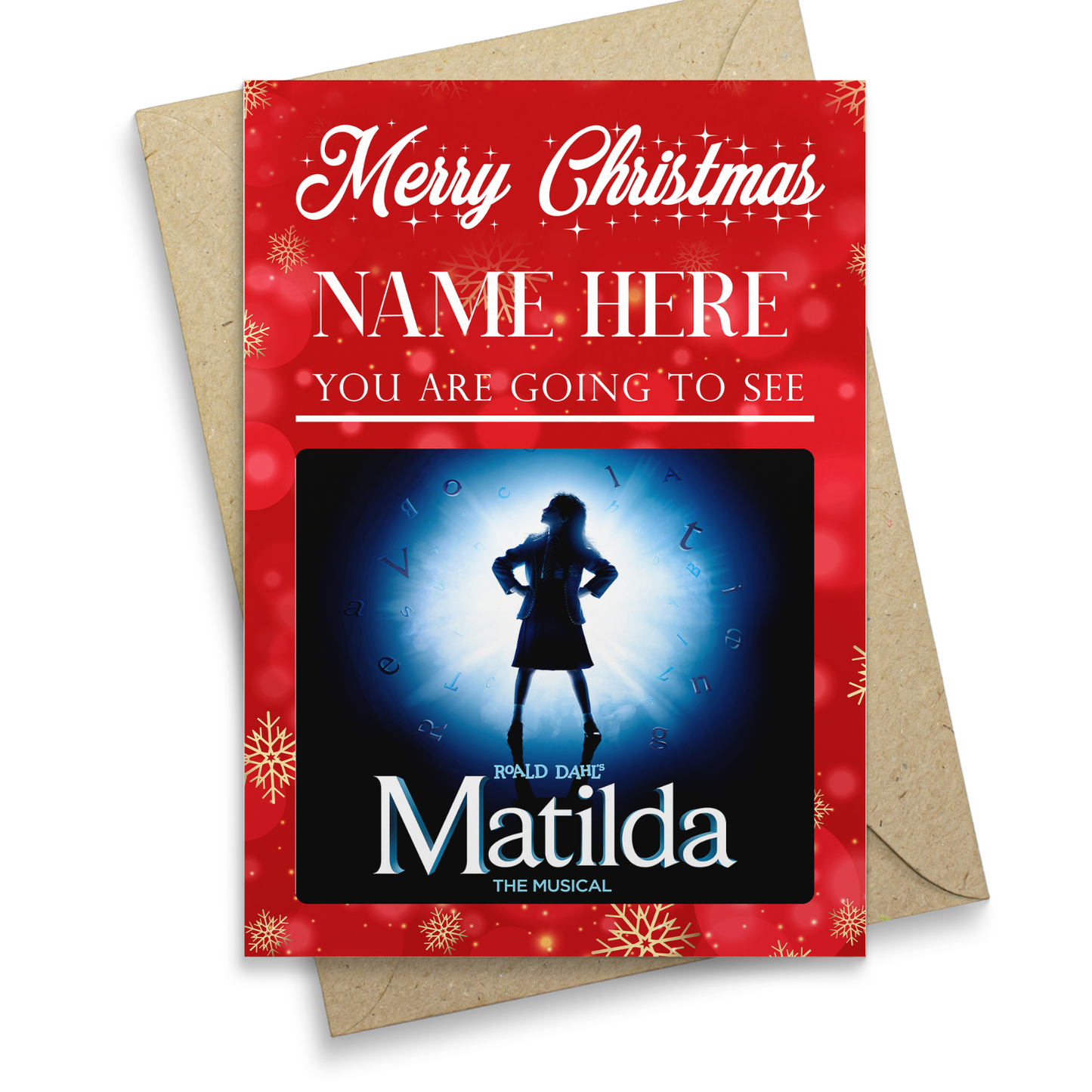 You are going to see Matilda The Musical Christmas Personalised Gift Card