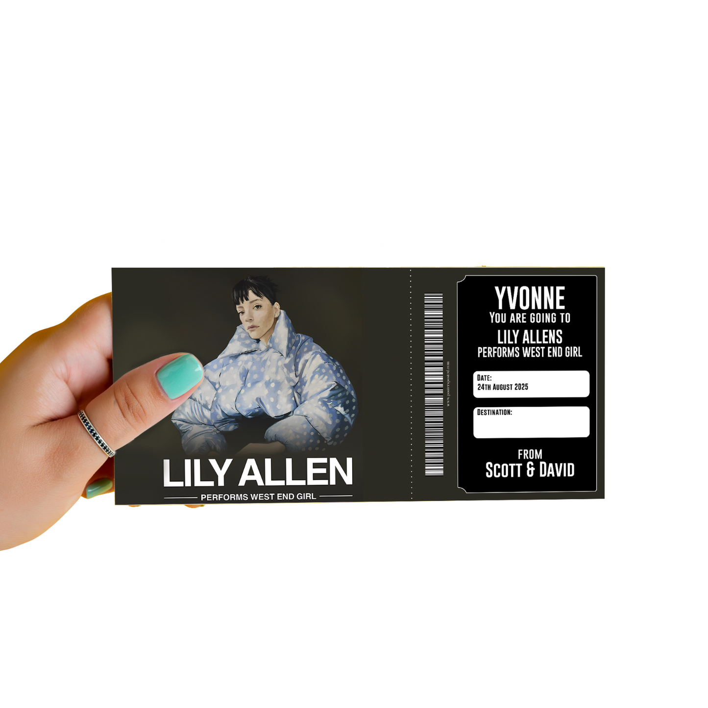Lily Allen UK Tour 2026 Personalised Ticket Christmas Gift Keepsake Mock Ticket