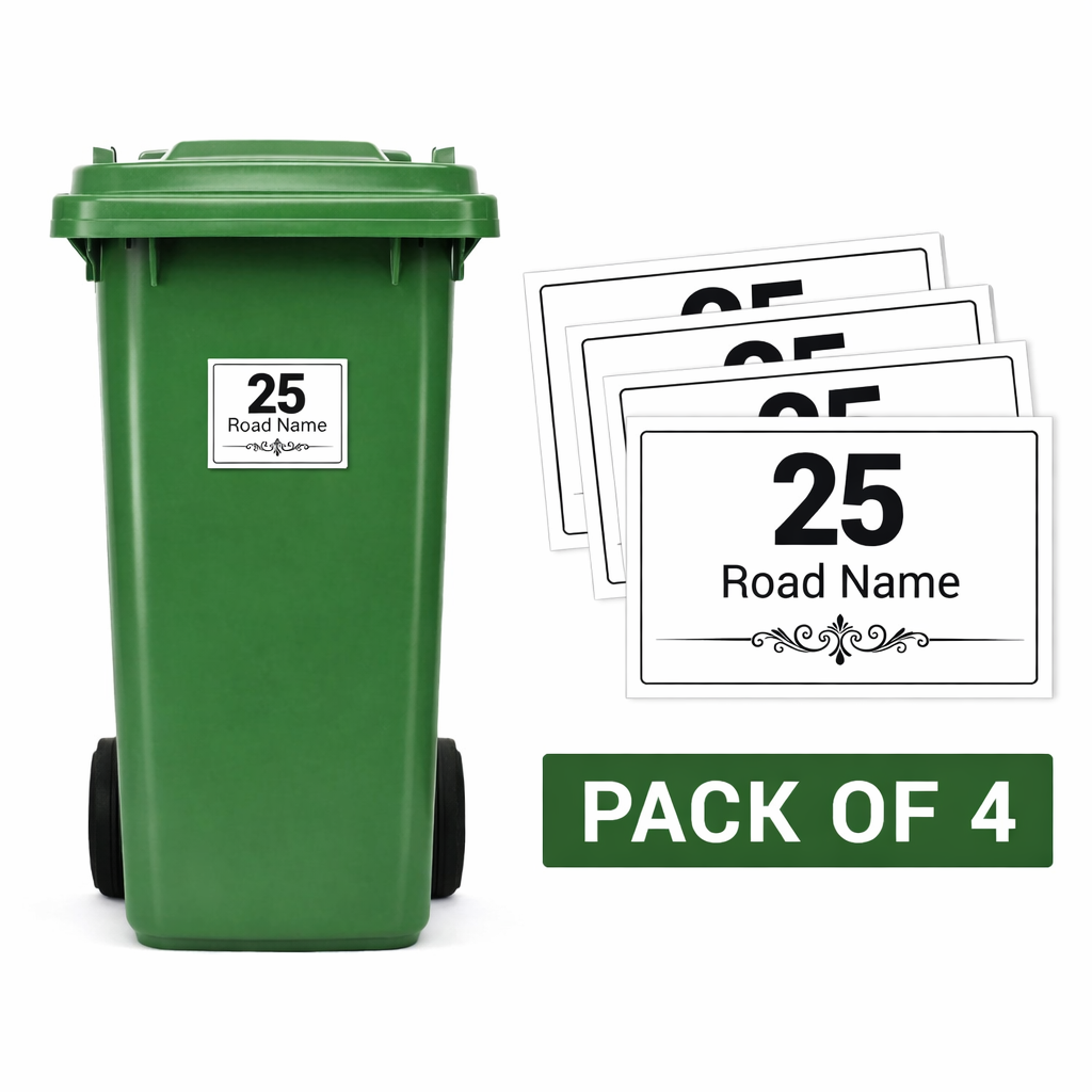 Wheelie Bin Numbers sticker Personalised Waterproof Labels House Street Bin