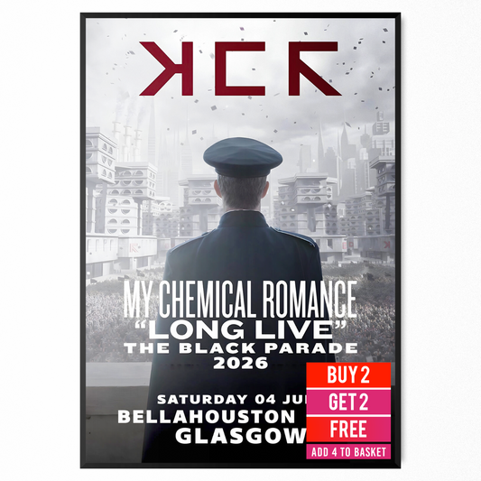 My Chemical Romance Music Poster Glasgow Concert Poster For MCR Rock Fans A5-A3