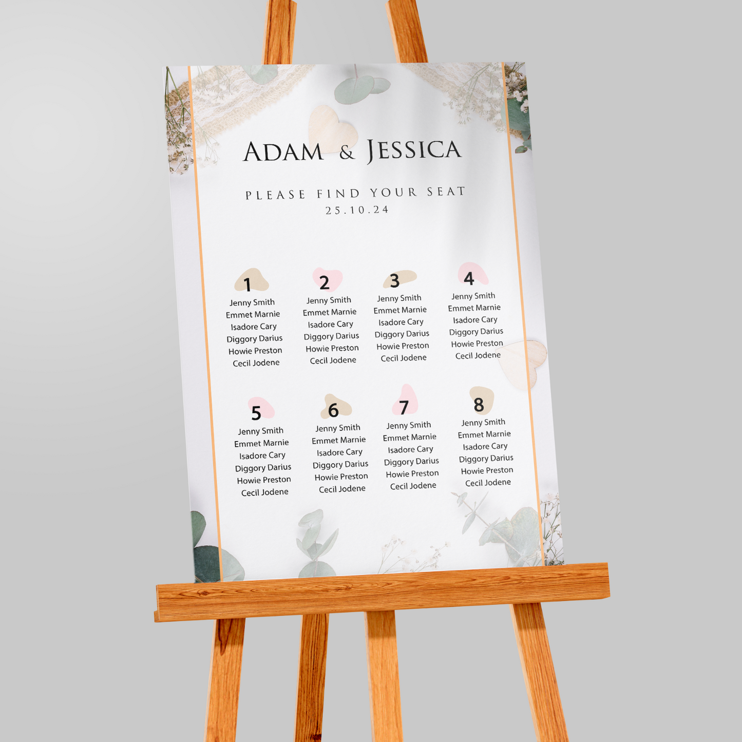 Wedding Seating Table Plan Poster Reception Seating Plan Wedding Sign A5-A1
