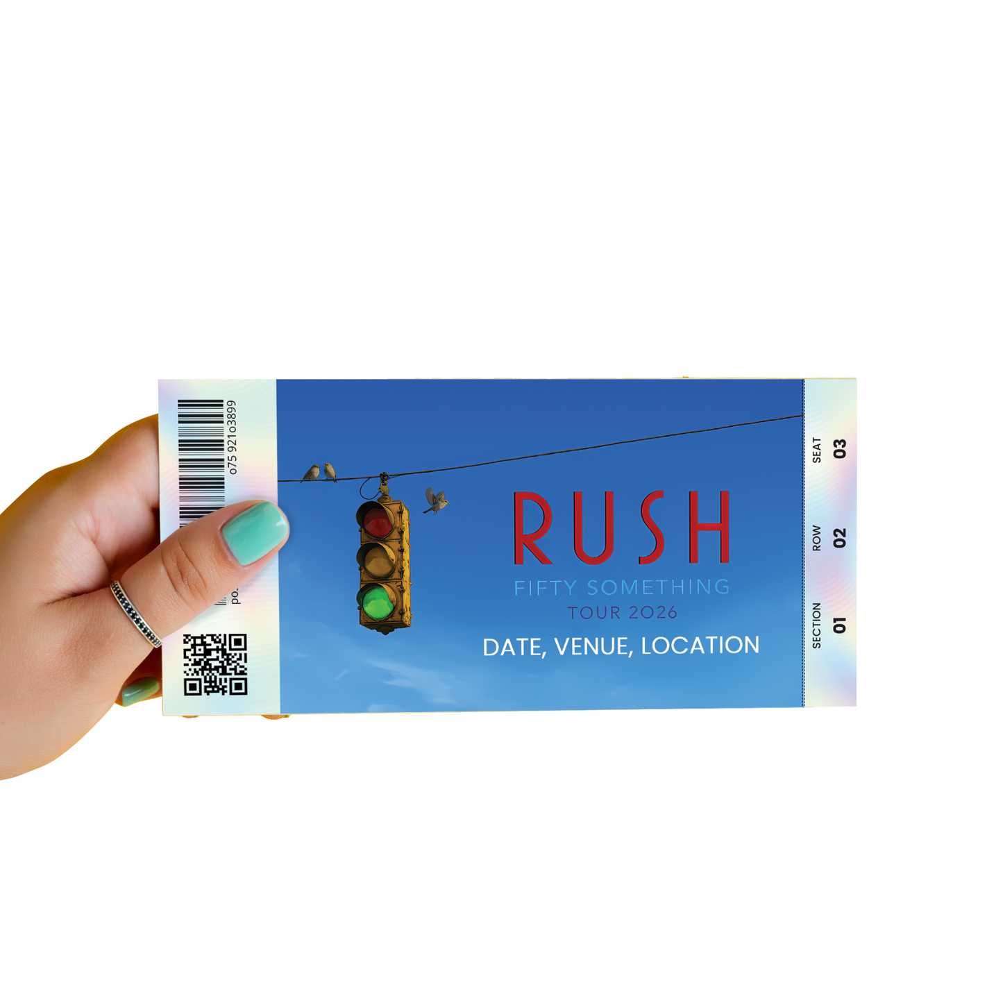 Rush Fifty Something 2027 Mock Ticket Stub Souvenir Personalised Ticket Gift