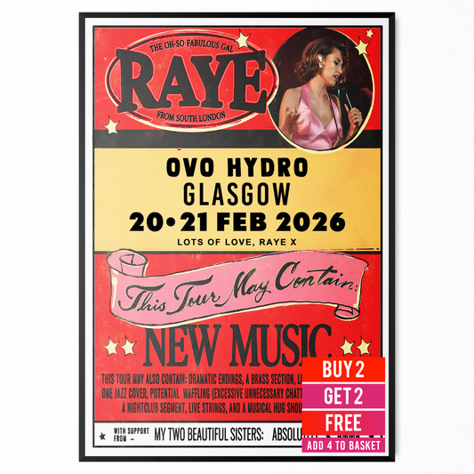 Raye Poster Musician 2026 Glasgow OVO Hydro Poster For Raye Fans A5-A3 Concert