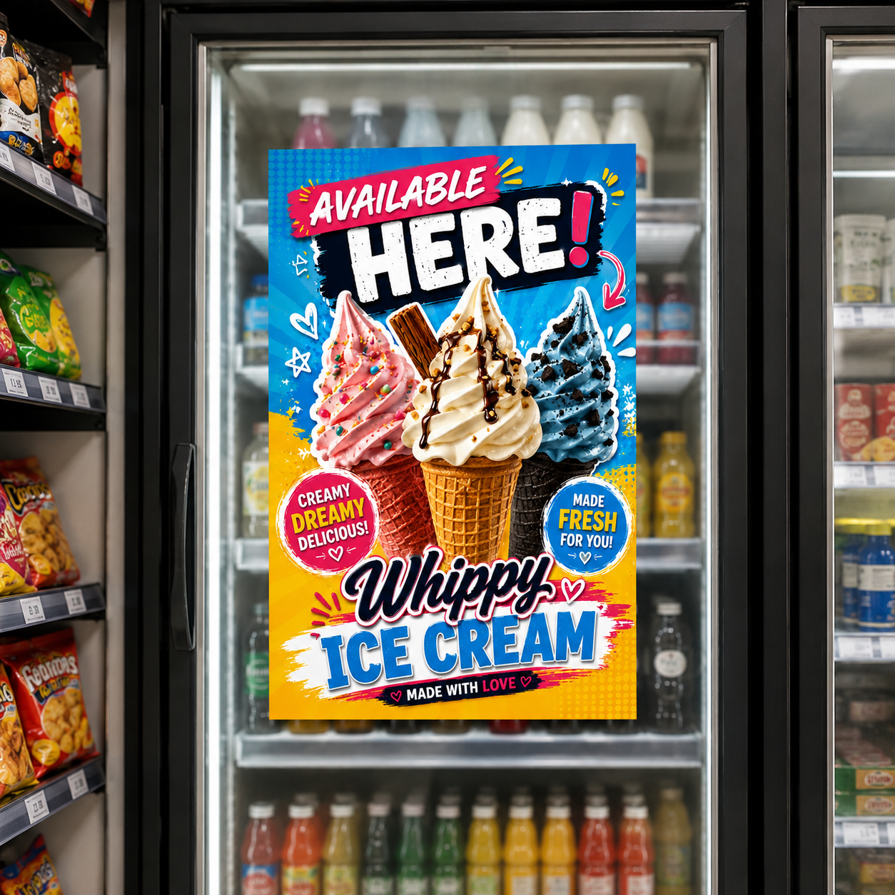 Ice Cream Sold Here Mr Whippy Adhesive Print Vinyl window Wall sticker Sign