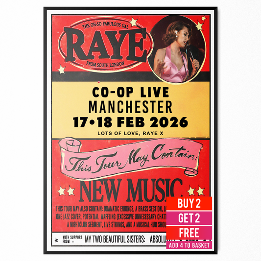Raye Poster Musician 2026 Manchester UK Poster For Raye Fans A5-A3 Concert