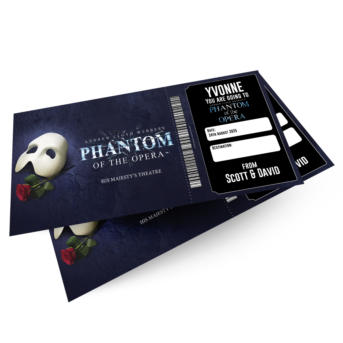 The Phantom Of The Opera Musical Theatre Ticket Personalised Christmas Ticket