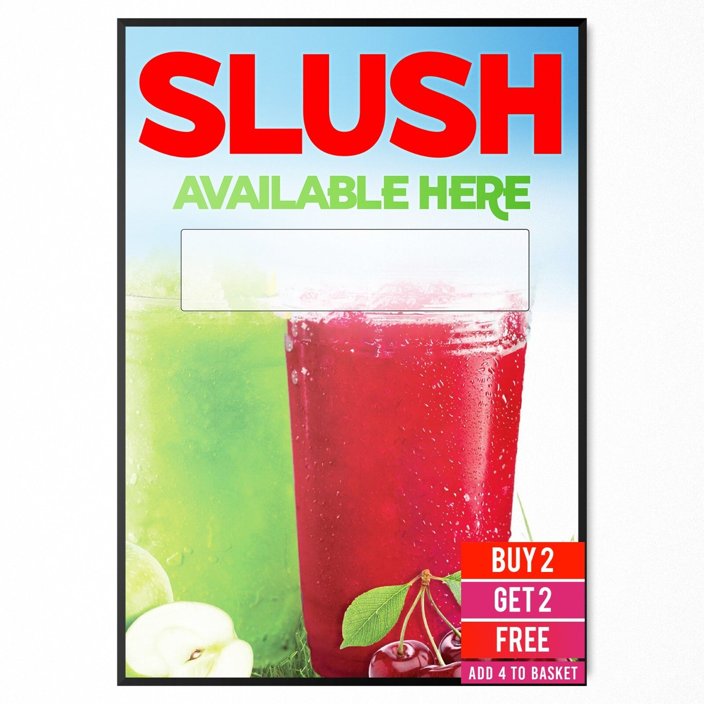 Ice Slush Sold Here Outdoor Poster Sign Print Window Advertisement Display Print