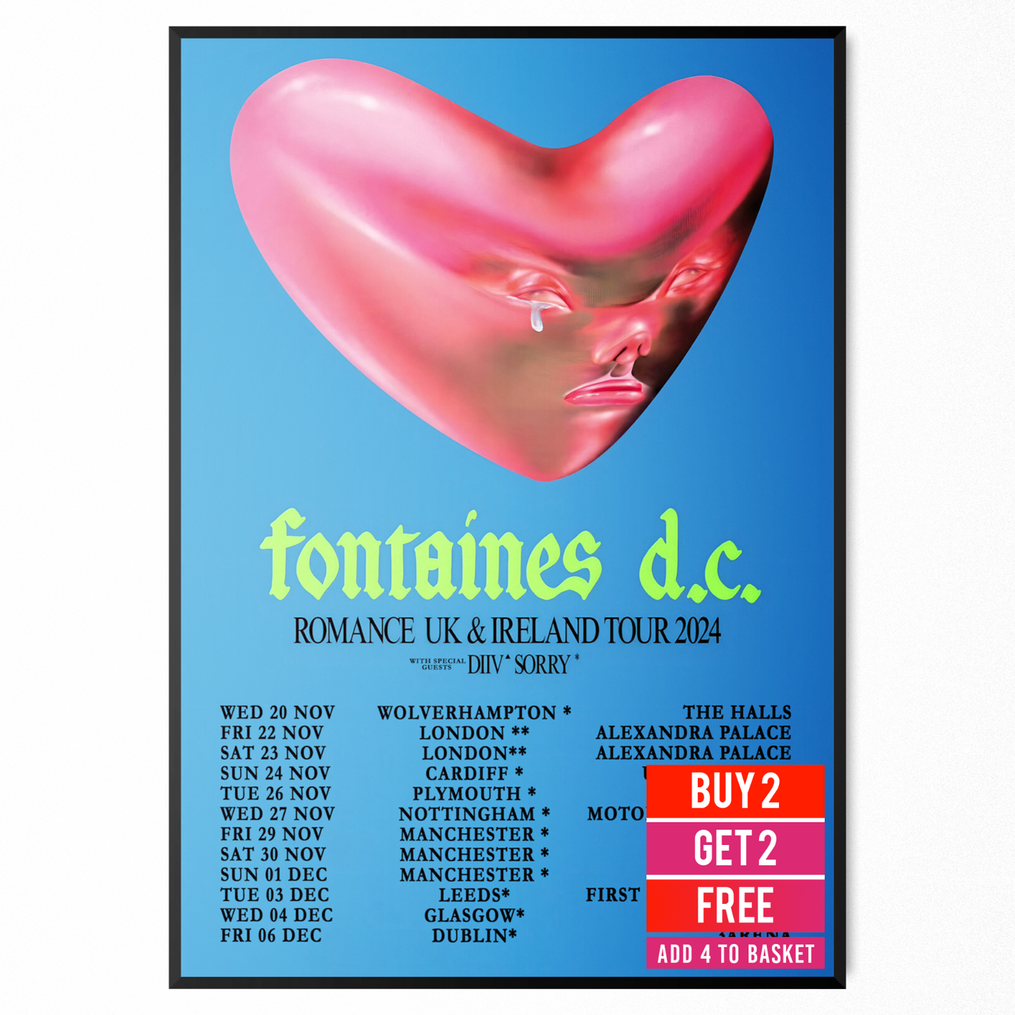 Fontaines D.C. Poster Music Band Uk Ireland 2024 Tour Poster For Fontaines Fans