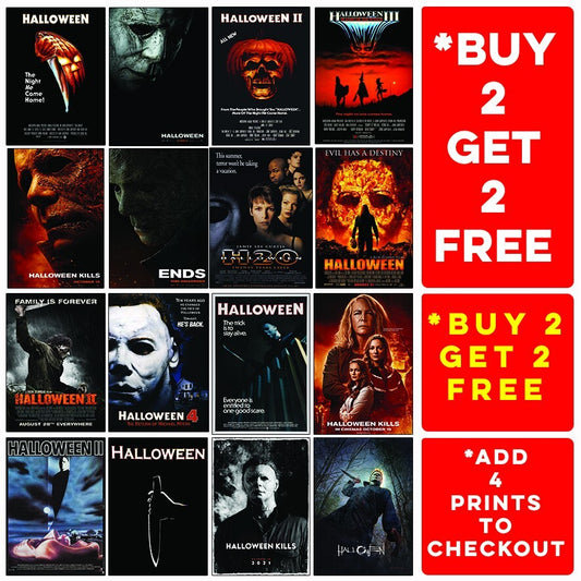 Halloween Horror Movie Posters Classic Retro Vintage Film Posters Wall Art A5-A3