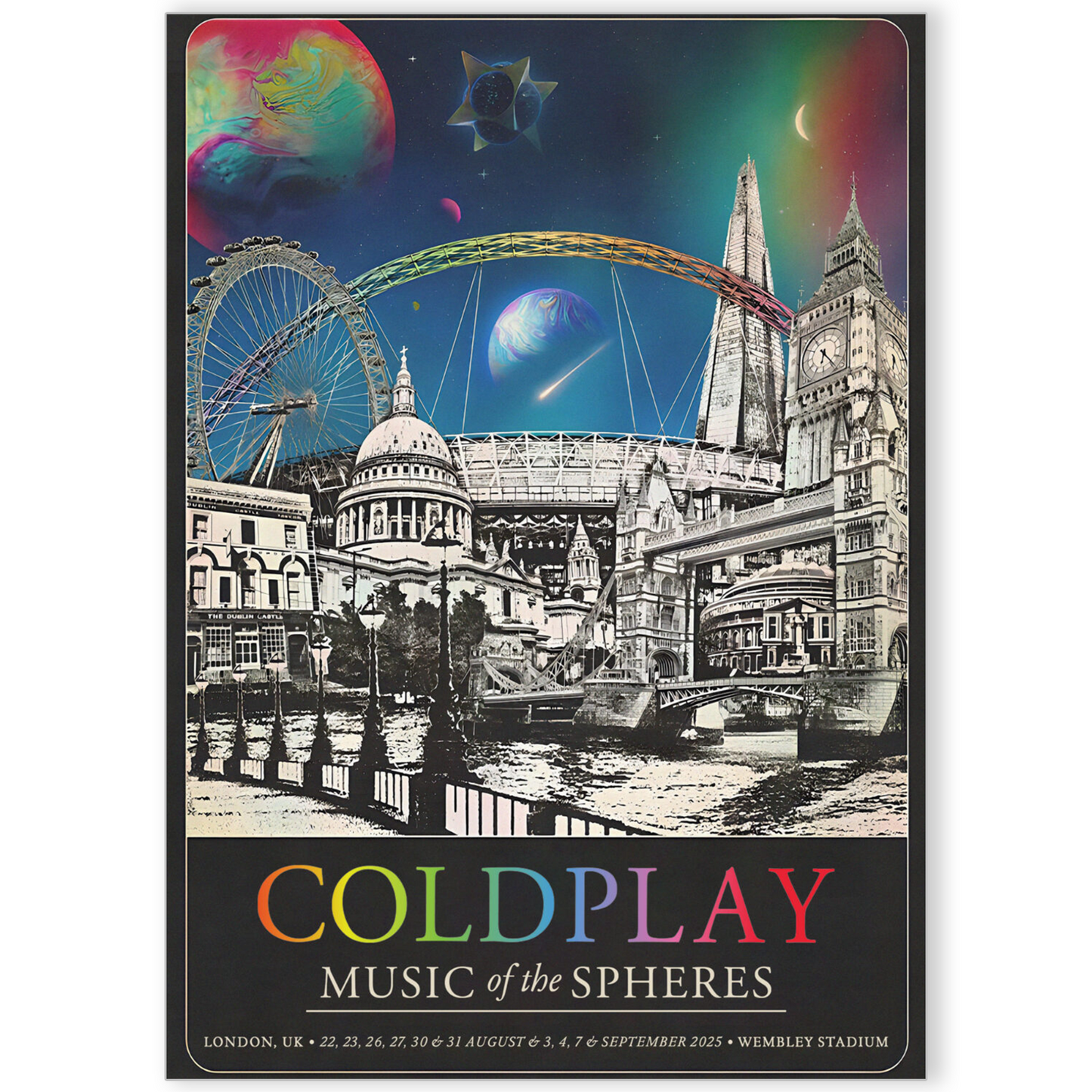 Coldplay Music Of The Spheres 2025 Poster UK Tour Print A5-A3 Wembley Stadium