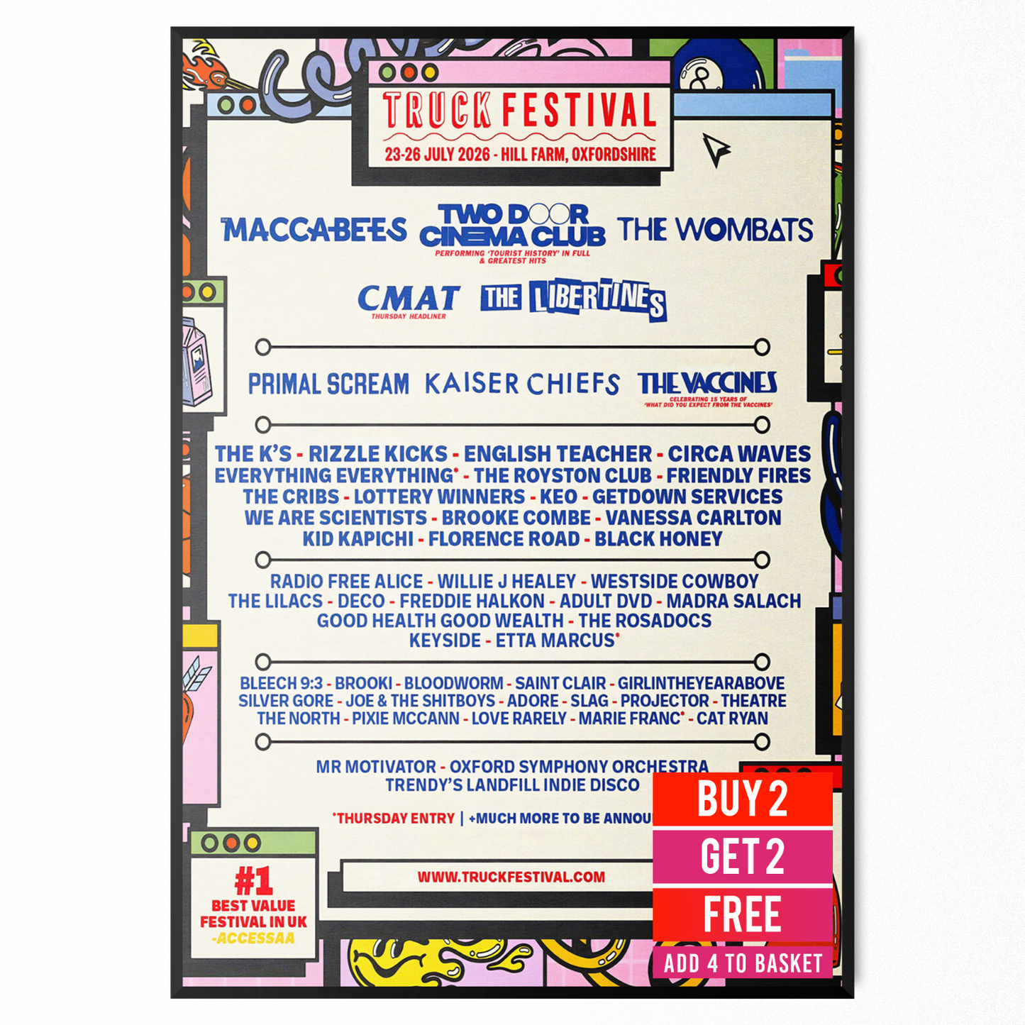 Truck Festival 2026 Music Line-Up Poster Festival Concert Print A5 A4 A3
