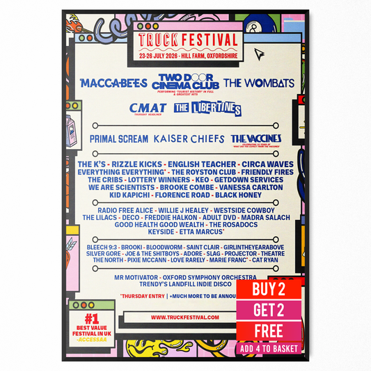 Truck Festival 2026 Music Line-Up Poster Festival Concert Print A5 A4 A3