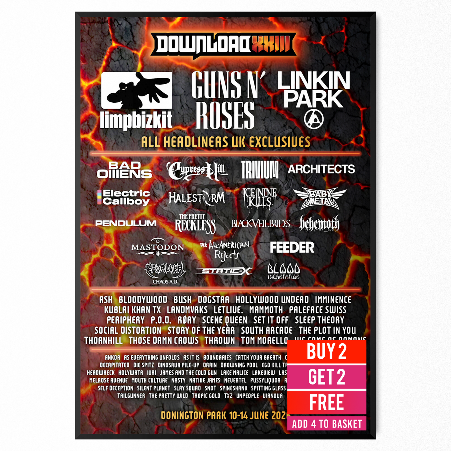 Download Festival 2026 Music Line-up For Music Fans Print Poster A5-A3 Concert
