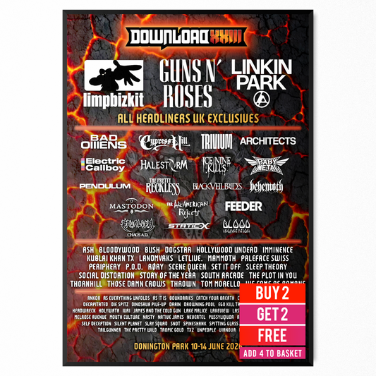 Download Festival 2026 Music Line-up For Music Fans Print Poster A5-A3 Concert