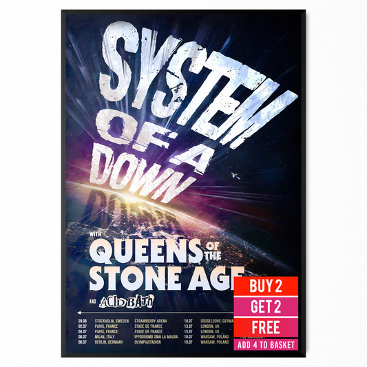 System of a Down UK Tour Poster 2026 UK + Europe Date Poster For Fans A5-A3