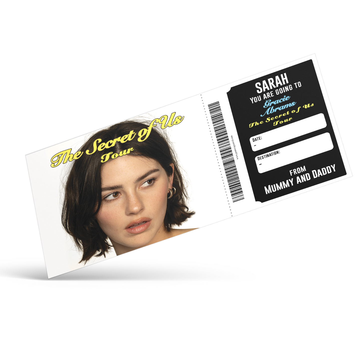 Gracie Abrams Ticket Personalised Surprise Concert Music Ticket Keepsake Gift
