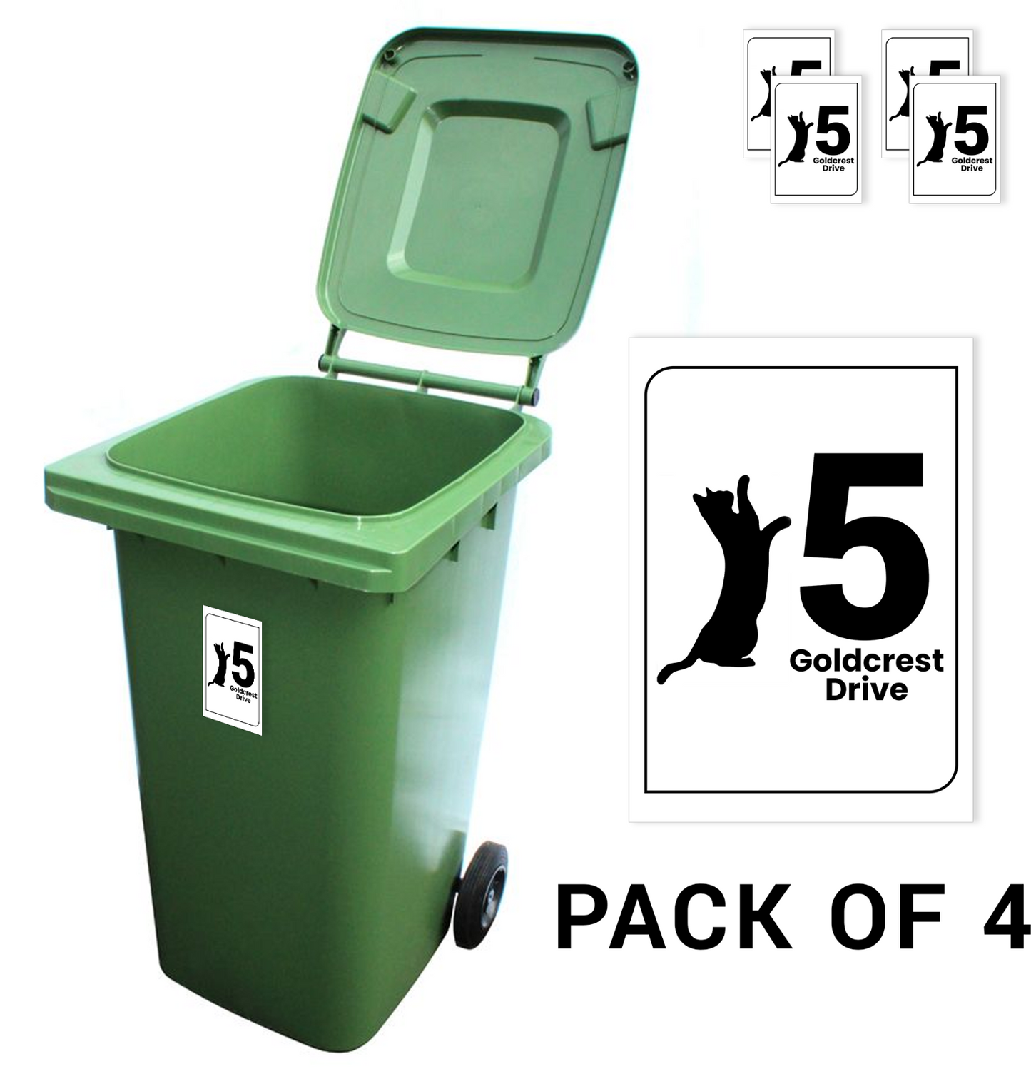 Wheelie Bin Stickers Numbers House Numbers Vinyl Sign Street Road Name