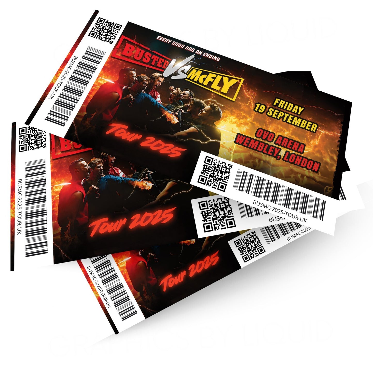 Busted Vs McFly Concert Mock Ticket 2025 UK Tour Gift Reveal Fan Ticket Gift