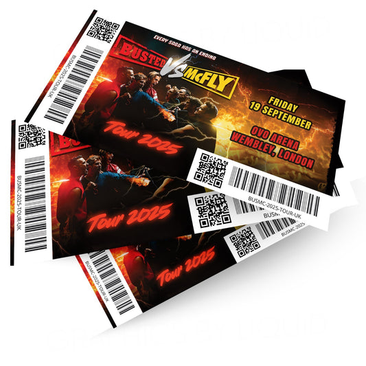 Busted Vs McFly Concert Mock Ticket 2025 UK Tour Gift Reveal Fan Ticket Gift