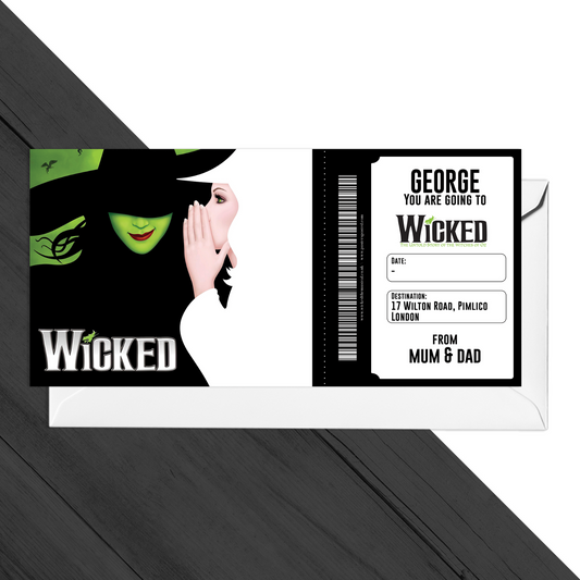 WICKED Musical Theatre Ticket Personalised Gift Surprise Event Voucher