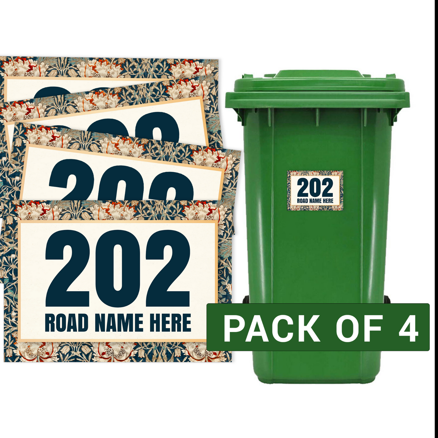 Wheelie Bin Numbers Personalised Waterproof Bin stickers Labels House Street