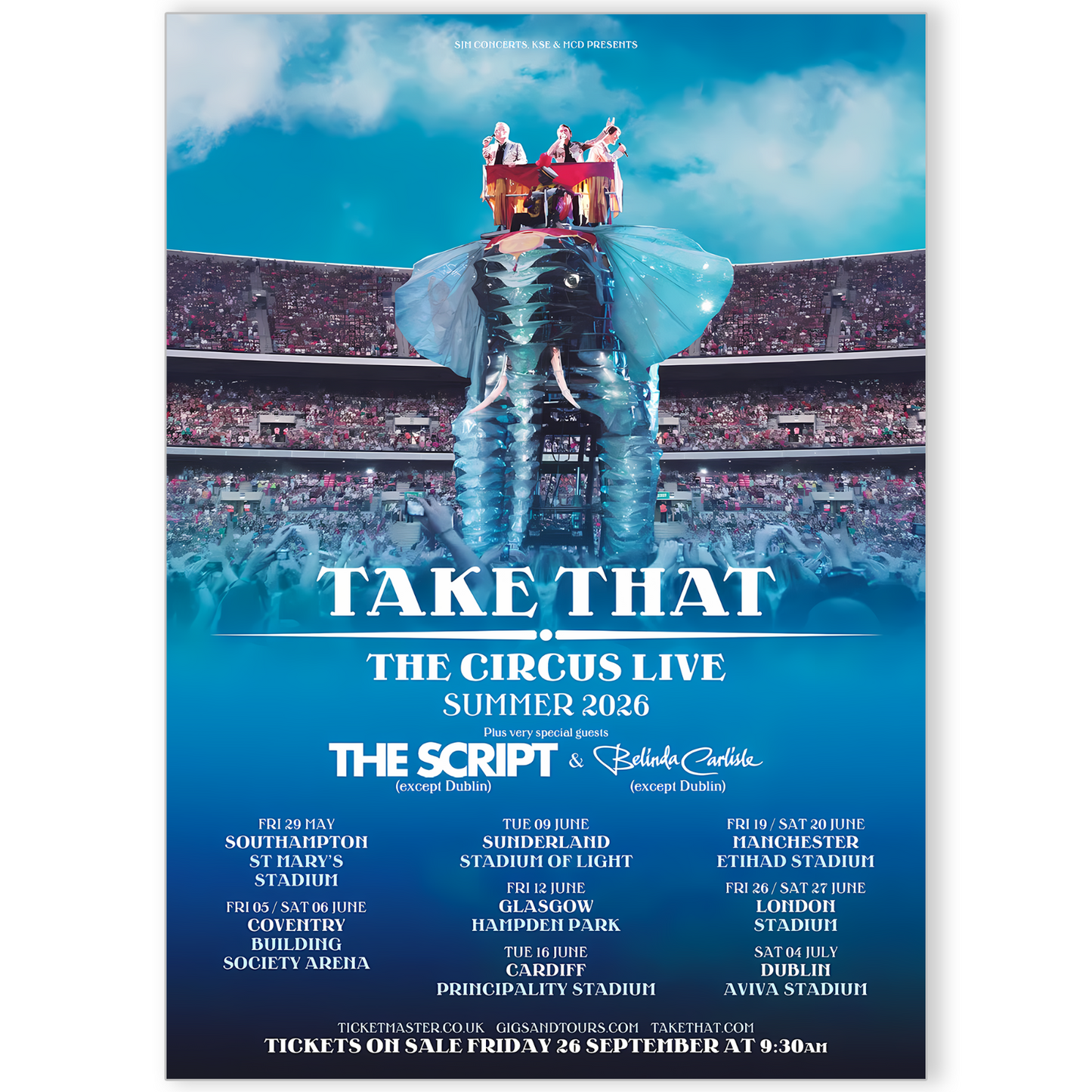 Take That The Circus Concert Gig Poster Summer 2026 For Take That Fans A5-A3