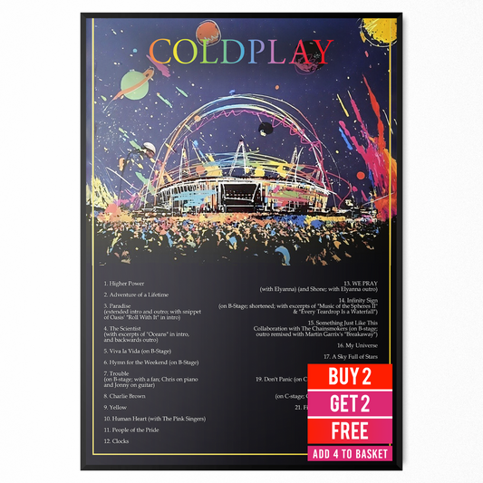 Coldplay Music Of The Spheres 2025 Poster Print UK London Tour Setlist Posters