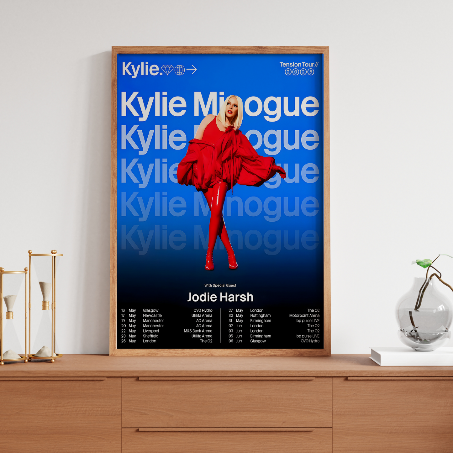 Kylie Minogue Poster Tension Tour 2025 UK Concert Poster For Kylie Minogue Fans