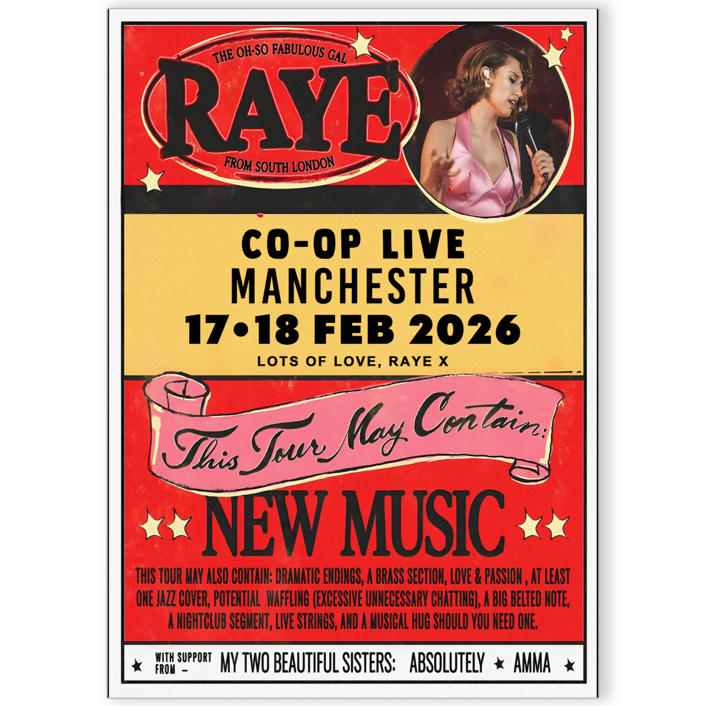 Raye Poster Musician 2026 Manchester UK Poster For Raye Fans A5-A3 Concert