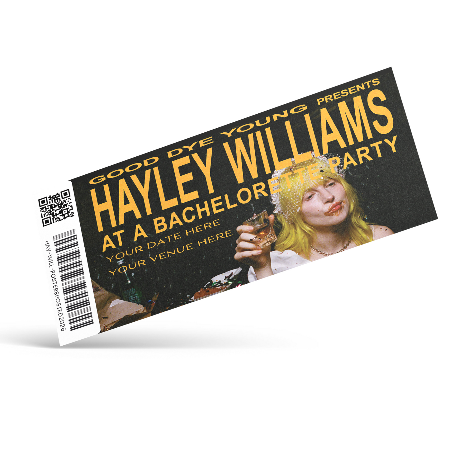 Hayley Williams Ticket UK Concet Tour 2026 Souvenir Personalised Mock Ticket
