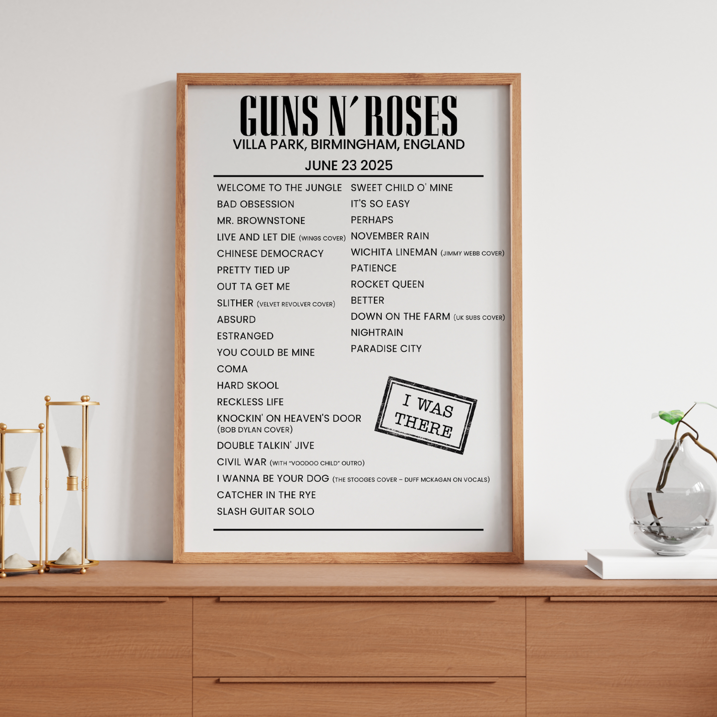 Guns N' Roses Setlist Poster 23 June UK Tour Concert Fan Print A5-A3