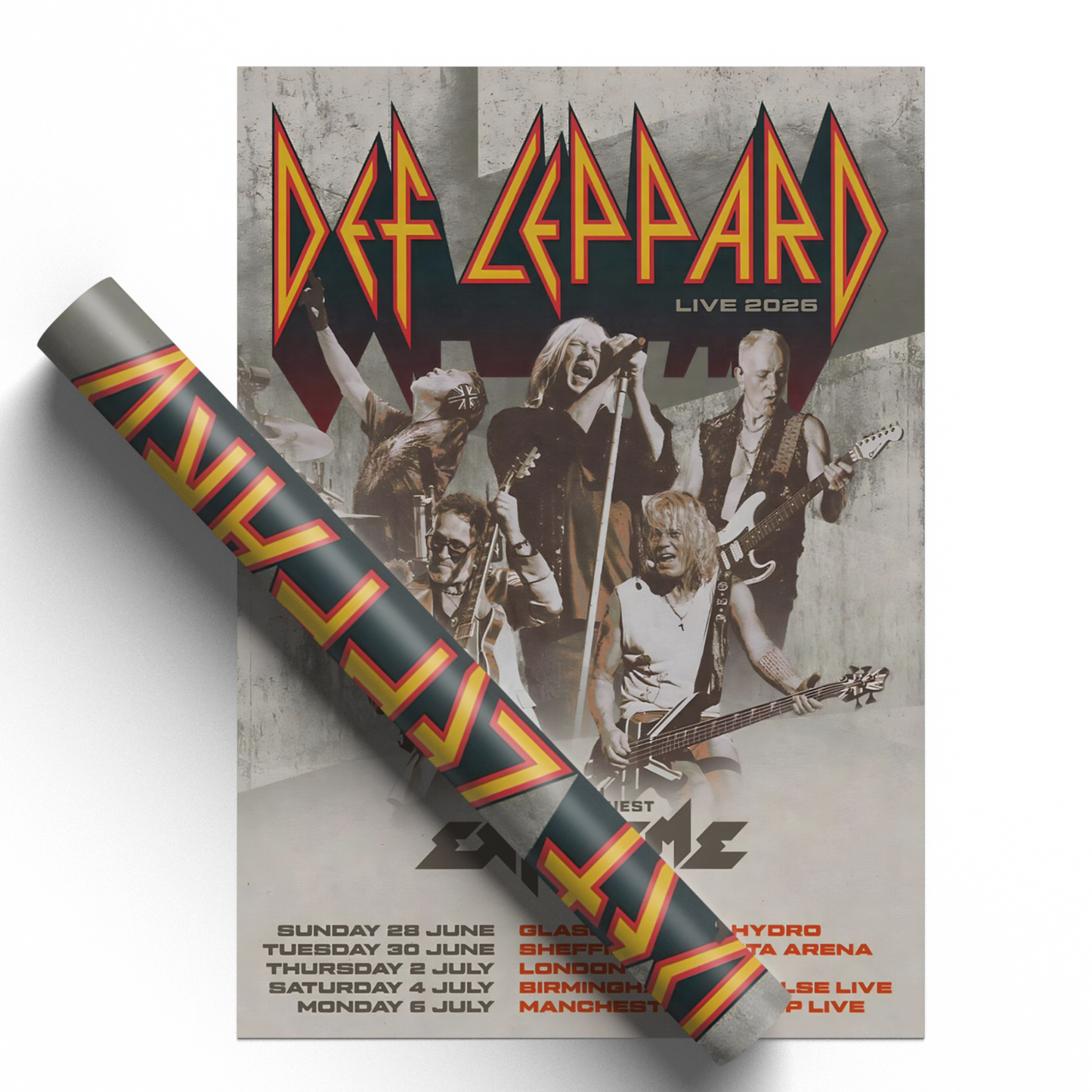 Def Leppard Poster 2026 UK Live Tour Gig Poster For Rock Fans A5 A4 A3 Poster