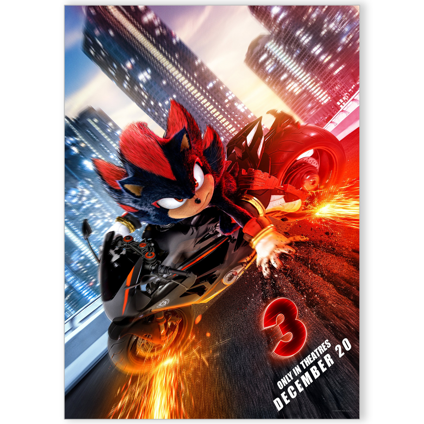 Sonic the Hedgehog 3 2024 Movie Poster Shadow The Hedgehog Character Poster