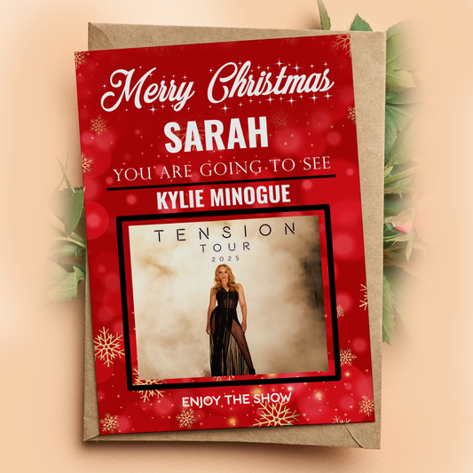 YOU'RE GOING TO SEE KYLIE MINOGUE TENSION TOUR Personalised Gift Christmas Card