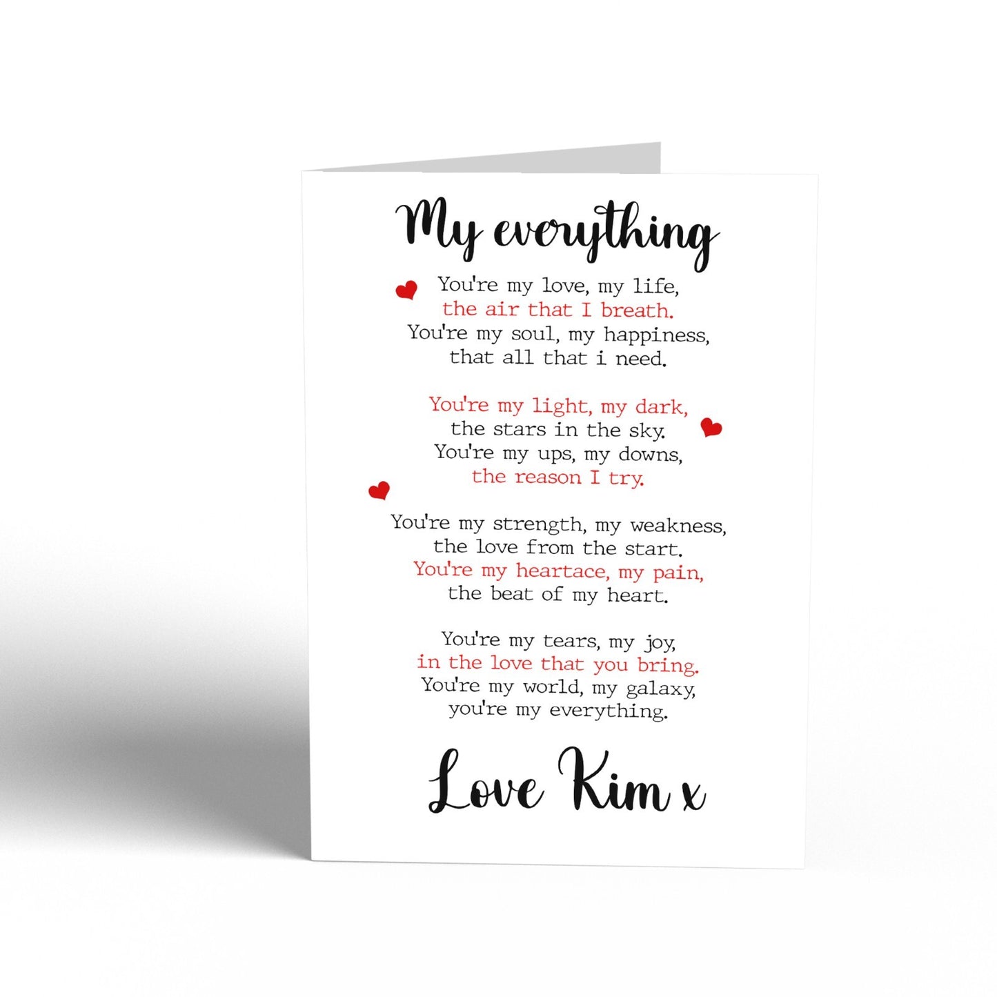 Anniversary Wedding Gift Card Personalised Love Poem Gift Card For Him Her Gift