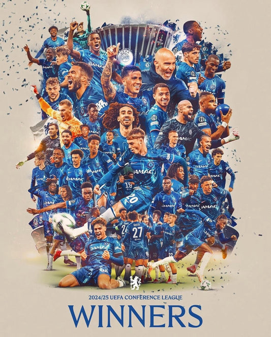 Chelsea Champions Poster 2024-25 UECL Poster For Chelsea Fans Wall Art Print