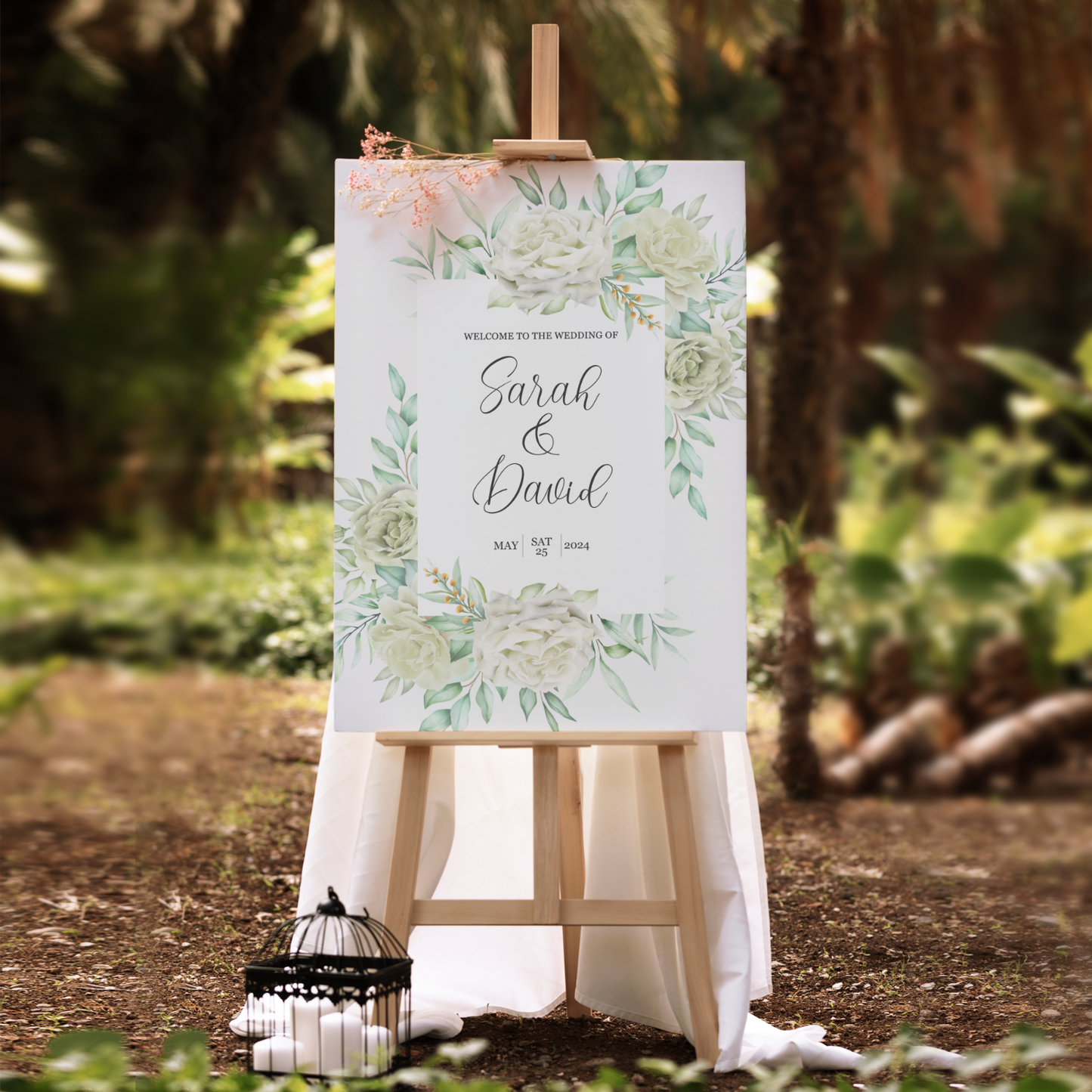 Personalised Wedding Welcome Sign Entrance Poster Botanical Wedding Entrance