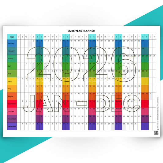2026 Year Planner Wall Chart Calendar Holidays Home Office Wall Chart A5-A3