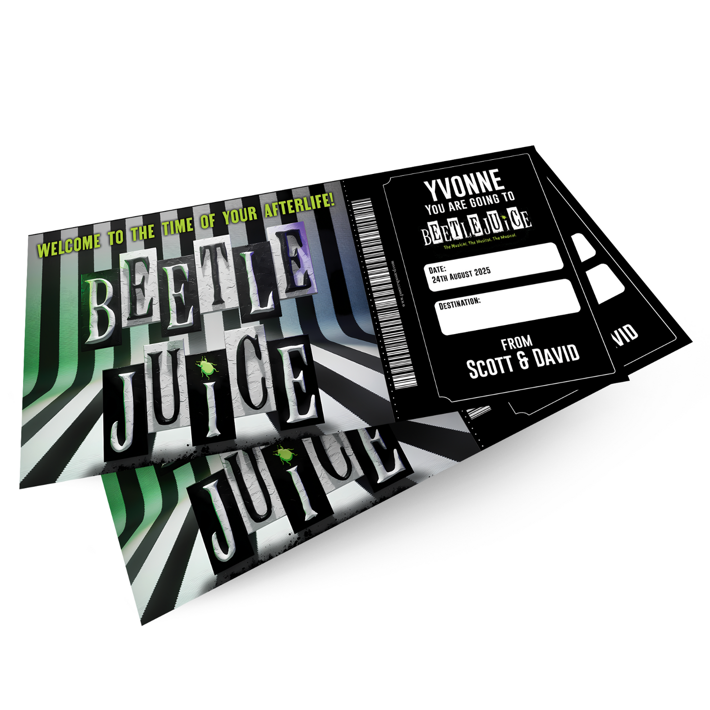 Beetlejuice The Musical Ticket Gift Surprise Personalised Christmas