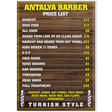 Barber Price List Poster Wood Style 04