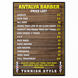 Barber Price List Poster Wood Style 04