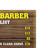 Barber Price List Poster Wood Style 04