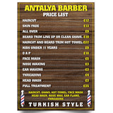 Barber Price List Poster Wood Style 04