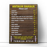 Barber Price List Poster Wood Style 04