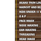 Barber Price List Poster Wood Style 04