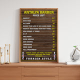 Barber Price List Poster Wood Style 04