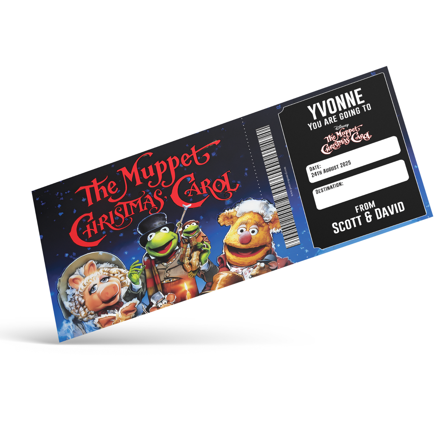 The Muppets Christmas Carol Musical Theatre Gift Ticket Personalised Ticket