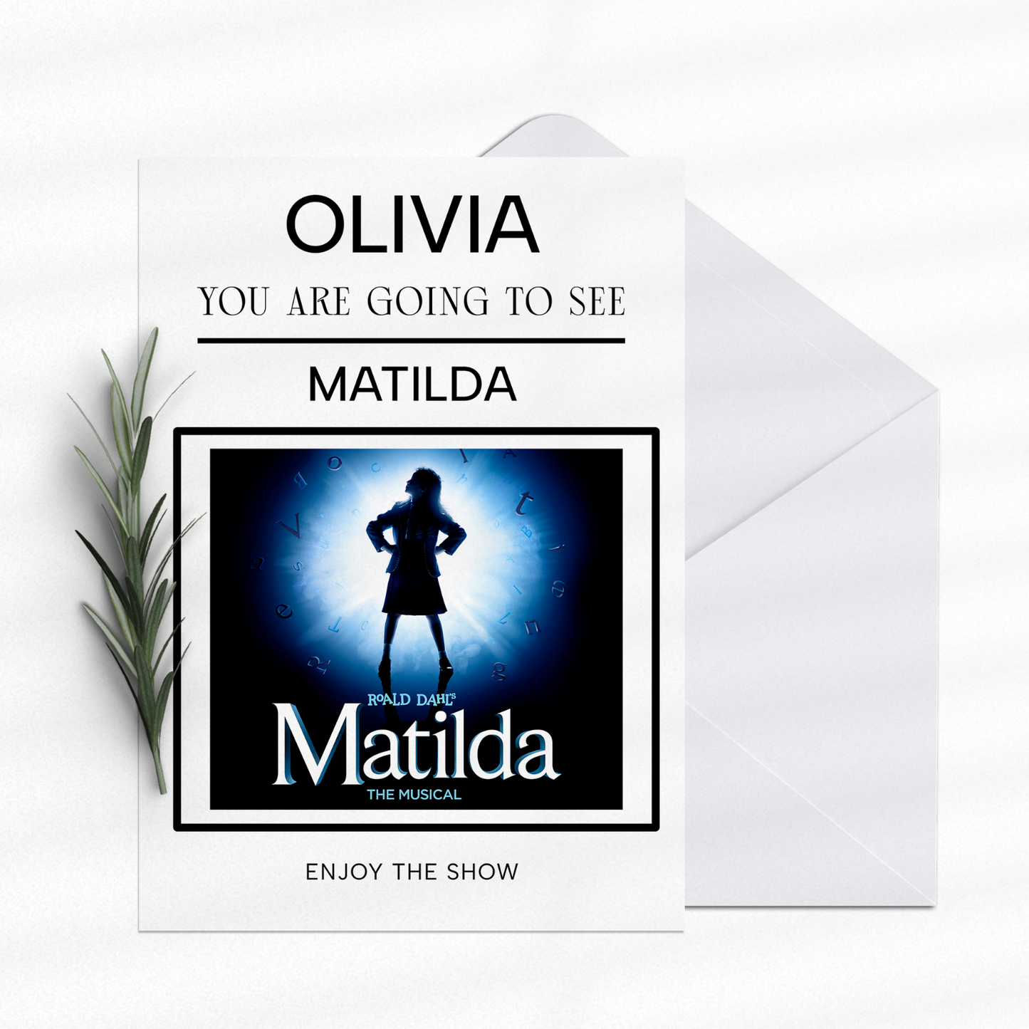 You’re Going To See Matilda The Musical Gift Card Personalised Theatre Reveal