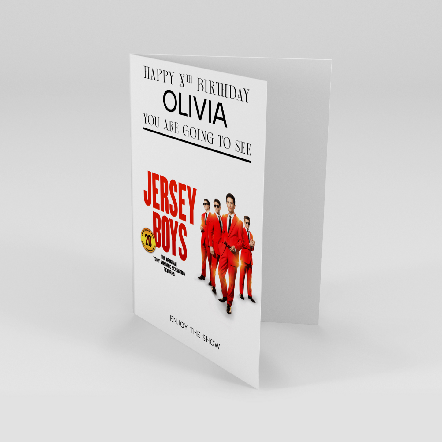 You're going to see JERSEY BOYS THE MUSICAL Birthday Card Personalised Gift